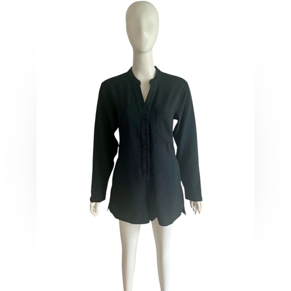 ONIA Womens Black Jumpsuit Size XS Button Down Romper Crinkle Gauge Shorts - Picture 3 of 9